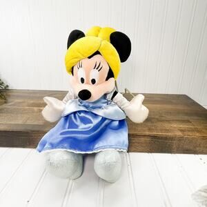Disney Parks Cinderella Minnie Mouse Yellow Hair RARE 9" Plush